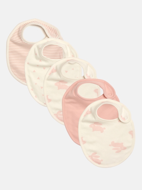 

Marks & Spencer Kids Pack of 5 White & Peach-Coloured Bibs