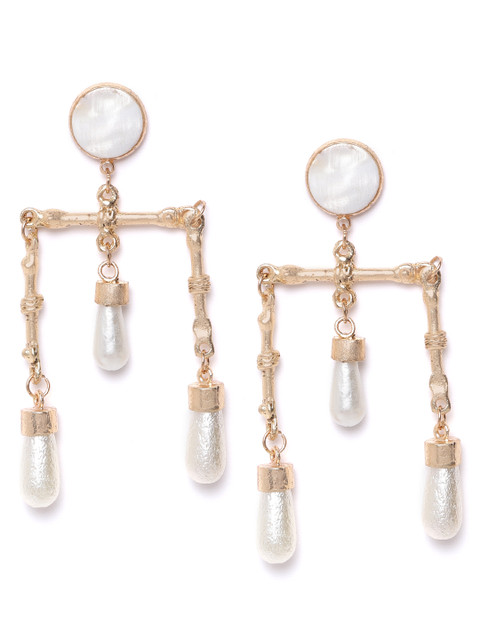 

DIVA WALK EXCLUSIVE White Gold-Plated Beaded Contemporary Drop Earrings