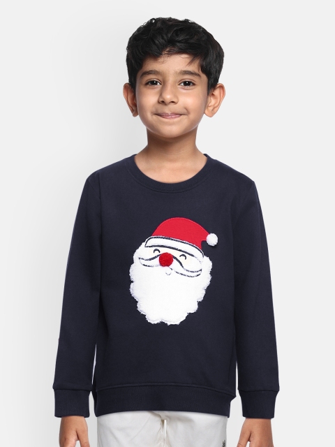 

Loocust Boys Navy Blue Santa Christmas Embroidered Sweatshirt
