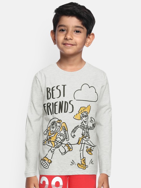 

Loocust Boys Grey Melange Toy Story Printed Round Neck T-shirt