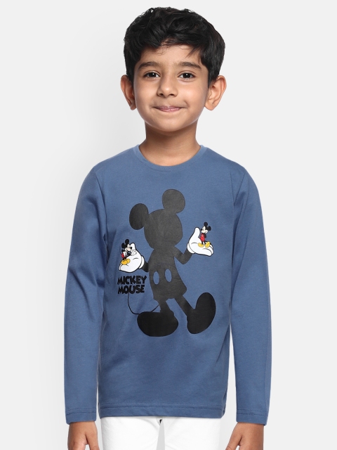 

Loocust Boys Blue Mickey Mouse Printed Round Neck T-shirt