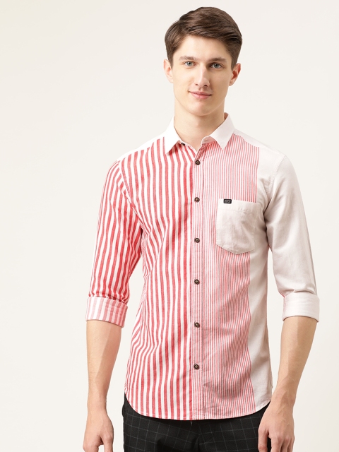 

The Indian Garage Co Men White & Red Slim Fit Striped Casual Shirt