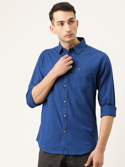 

The Indian Garage Co Men Blue Slim Fit Solid Casual Shirt