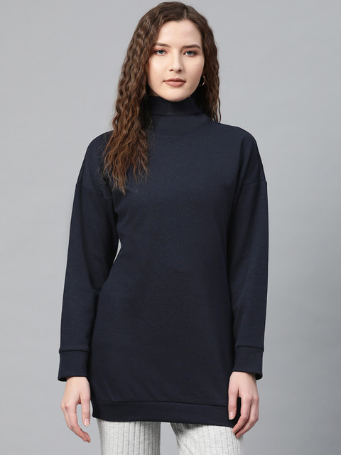 

SASSAFRAS Women Navy Blue Solid Pullover Sweater