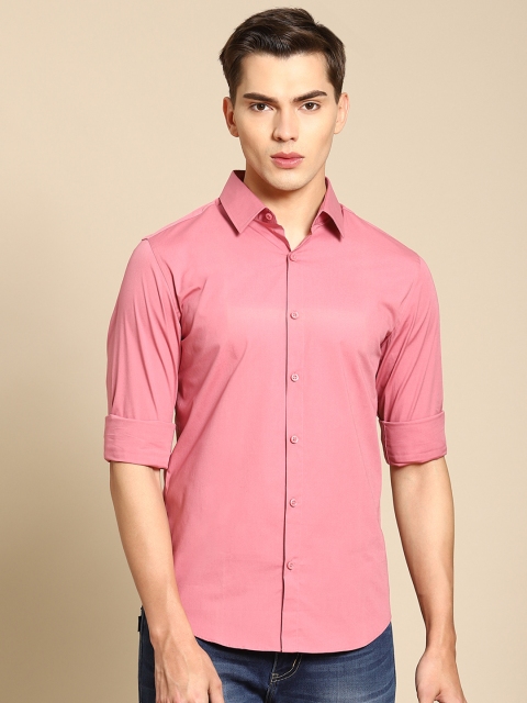 

United Colors of Benetton Men Pink Slim Fit Knitted Opaque Casual Shirt