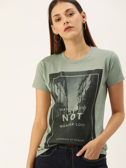 

Difference of Opinion Women Grey Printed Round Neck T-shirt