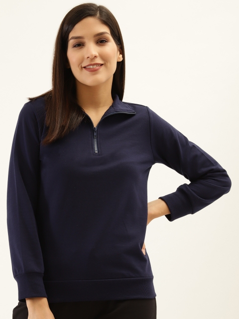 

Laabha Women Navy Blue Solid Sweatshirt