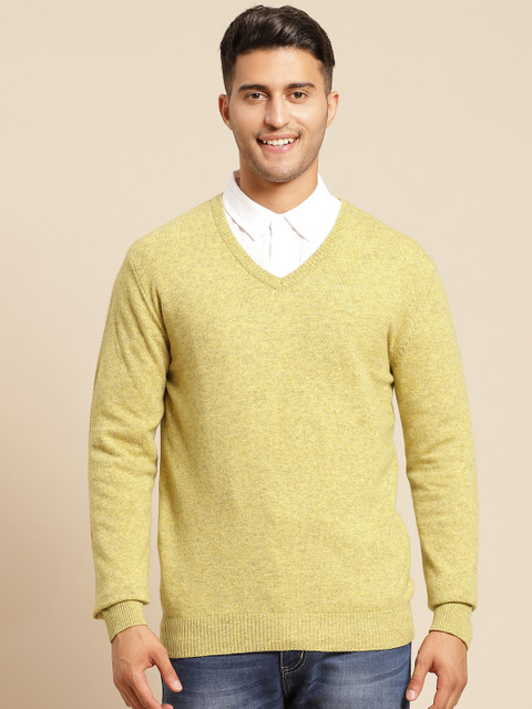 

United Colors of Benetton Men Yellow Solid Pullover