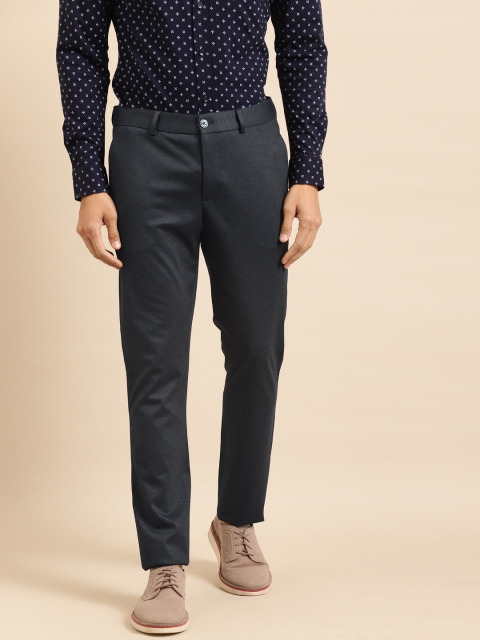 

United Colors of Benetton Men Navy Blue Slim Fit Solid Knitted Trousers
