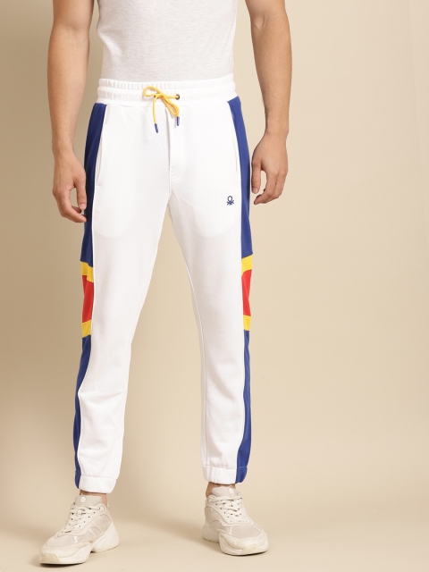 

United Colors of Benetton Men White Solid Joggers With Stripe Detail