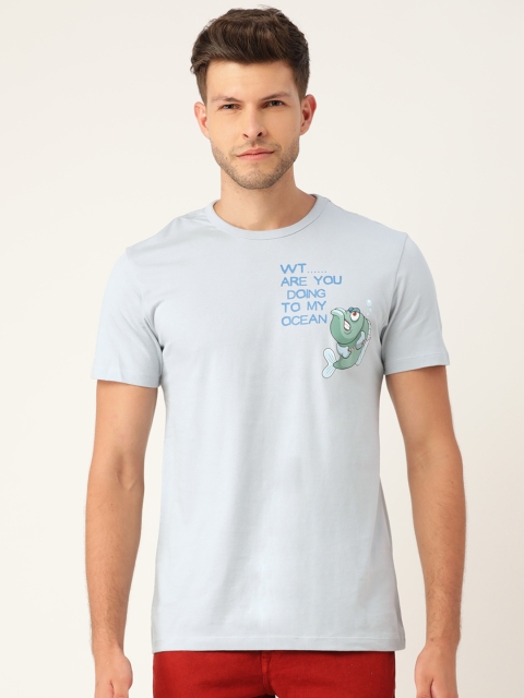 

United Colors of Benetton Men Blue Cotton T-shirt