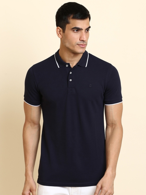 

United Colors of Benetton Men Navy Blue Polo Collar T-shirt