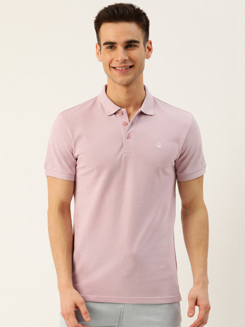 

United Colors of Benetton Men Dusty Pink Solid Polo Collar T-shirt