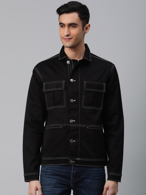 

Hubberholme Men Black Solid Denim Jacket