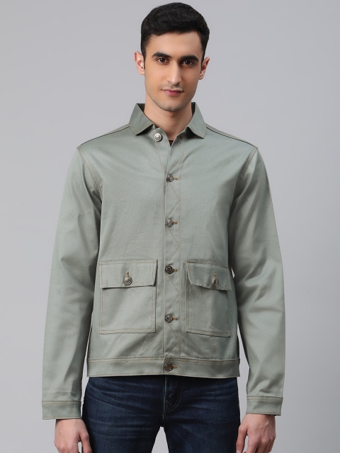 

Hubberholme Men Mint Green Solid Denim Jacket