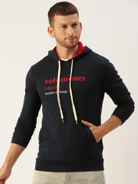 

DILLINGER Men Navy Blue Printed Hooded Sweatshirt