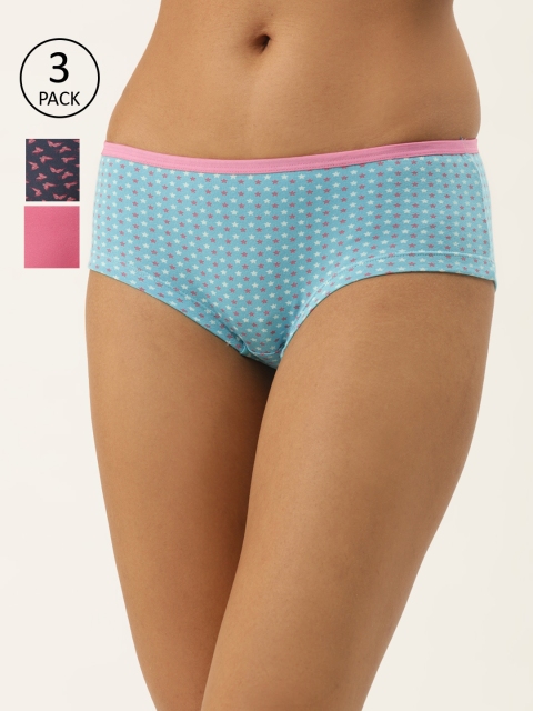 

Leading Lady Women Pack of 3 Printed Hipster Briefs L-30-3-S, Blue
