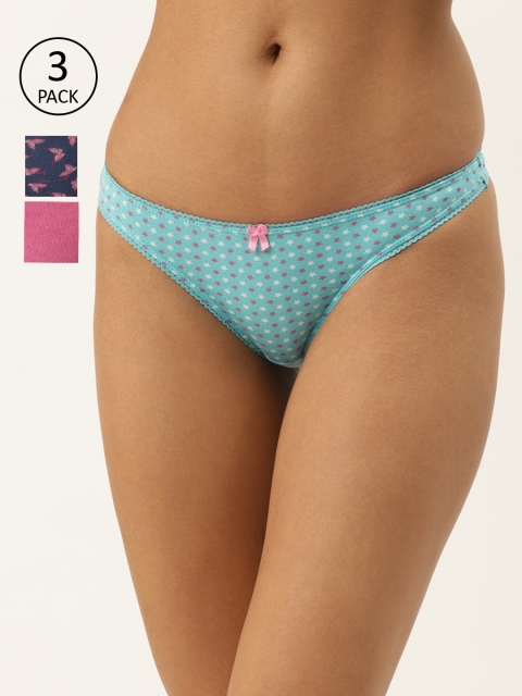 

Leading Lady Women Pack of 3 Printed Thongs PARISS-TG-3-S, Blue
