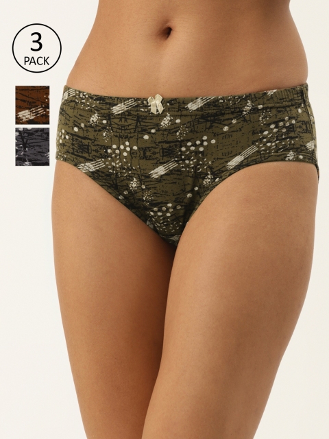 

Leading Lady Women Pack Of 3 Pure Cotton Printed Hipster Briefs L-230-3-M, Charcoal
