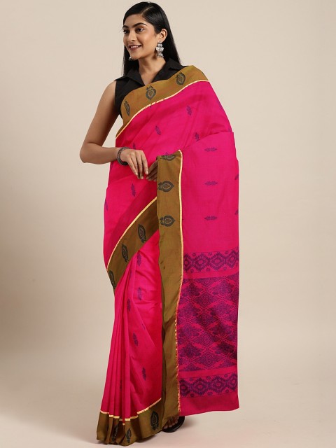 

aamna Pink Pure Cotton Handloom Chettinad Saree
