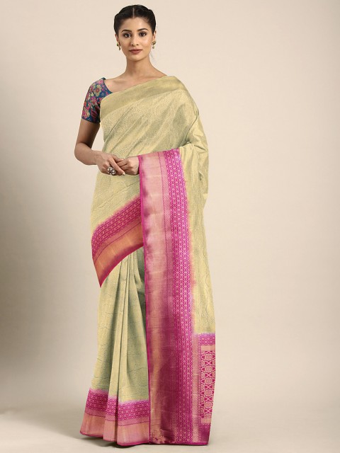 

aamna Grey Art Silk Woven Design Kanjeevaram Saree