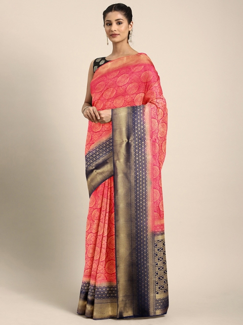 

aamna Peach-Coloured Art Silk Woven Design Kanjeevaram Saree