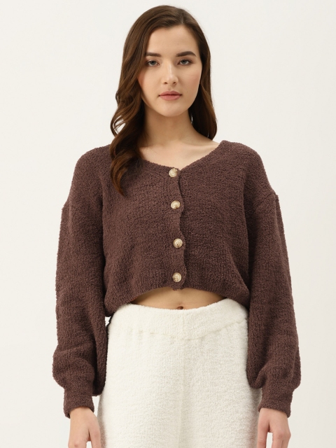 

COVER STORY Women Brown Solid Crop Cardigan