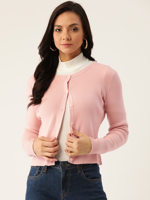 

COVER STORY Women Pink Solid Cardigan