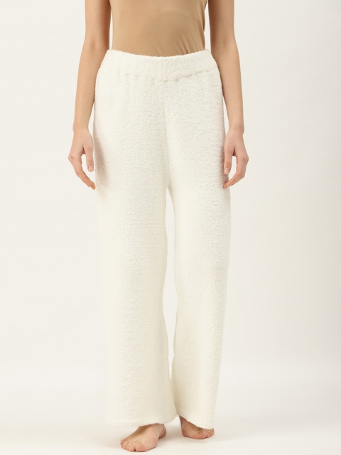 

COVER STORY Women White Solid Stretchable Winter Lounge Pants