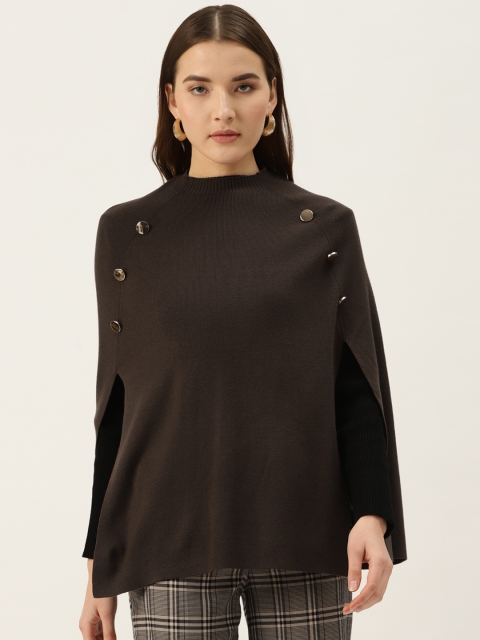 

COVER STORY Women Brown Solid Cape Sweater