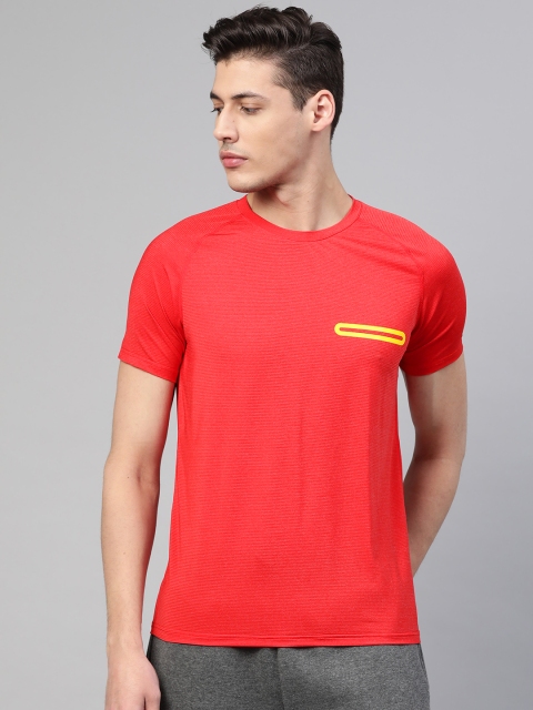 

Fitkin Men Red Self-Striped Round Neck T-shirt