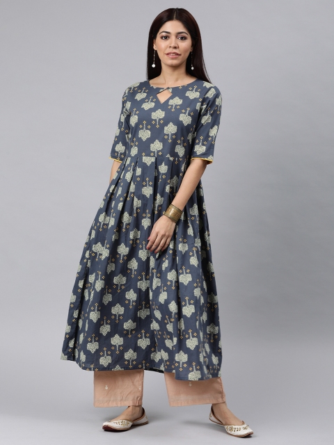 

AHIKA Women Blue Ethnic Printed A-Line Kurta