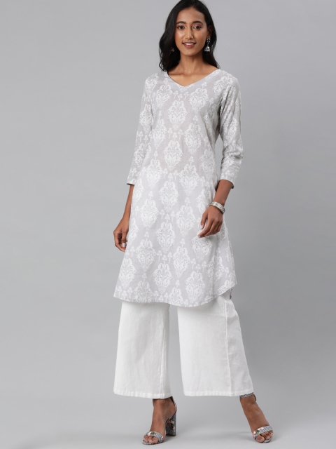

AHIKA Women Grey Ethnic Printed A-Line Kurta