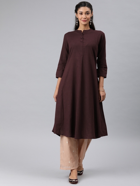 

AHIKA Women Coffee Brown Solid A-Line Kurta