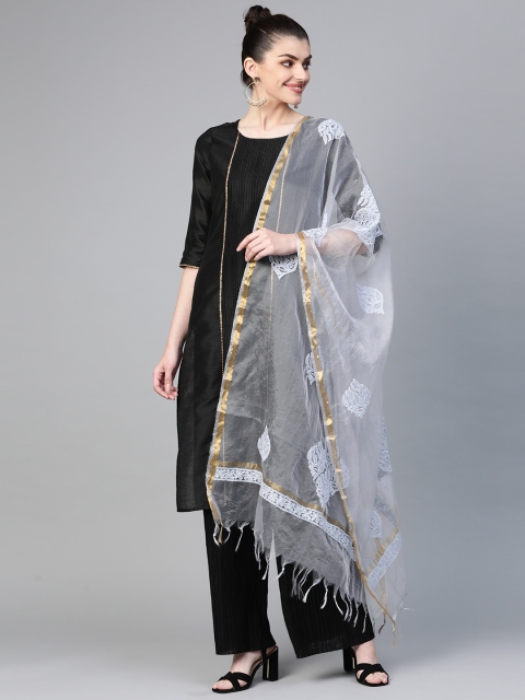 

ADA Grey Chikankari Hand Embroidered Sustainable Dupatta