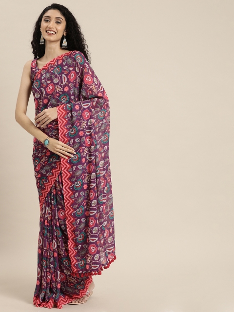 

Inddus Purple & Pink Georgette Printed Saree