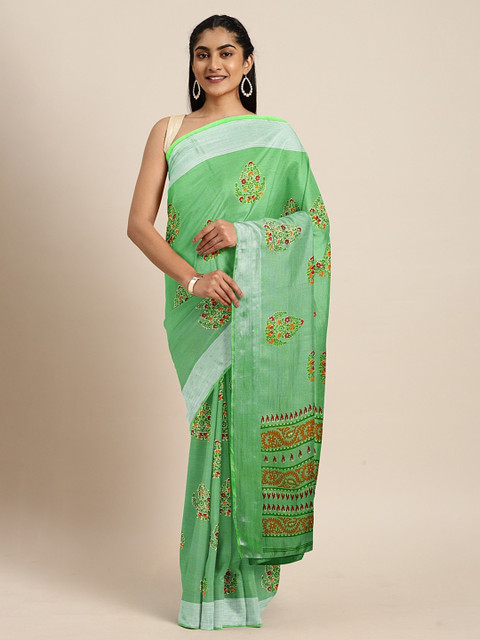 

KALINI Green Printed Art Silk Saree