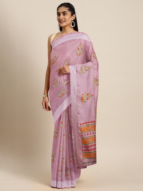 

KALINI Mauve & Green Art Silk Printed Saree