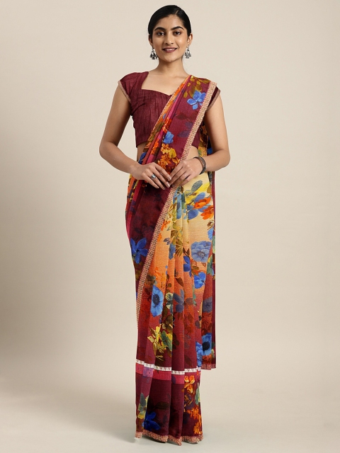 

KALINI Multicoloured Floral Printed Poly Georgette Saree, Multi