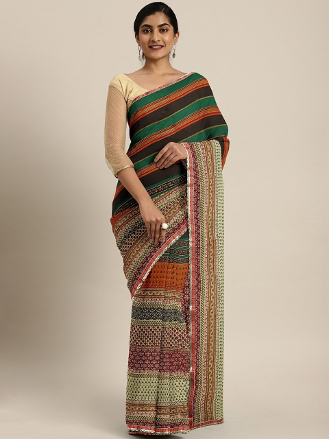 

KALINI Multicoloured Striped Poly Georgette Saree, Multi