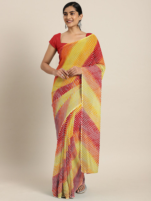

KALINI Multicoloured Printed Poly Georgette Saree, Multi
