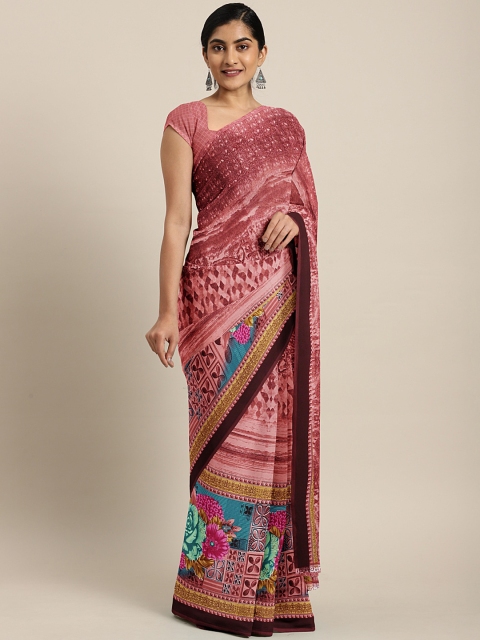 

KALINI Pink Printed Poly Georgette Saree