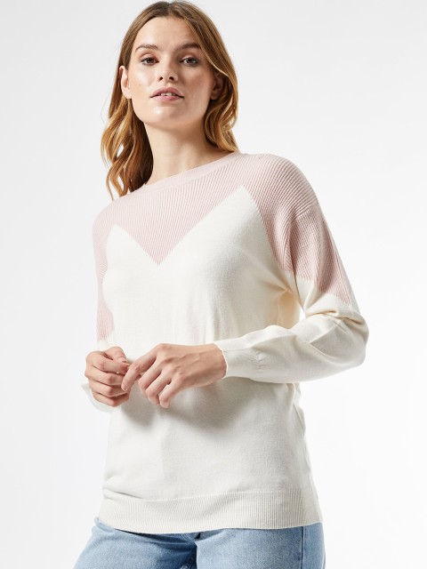 

DOROTHY PERKINS Women White Self Design Pullover Sweater
