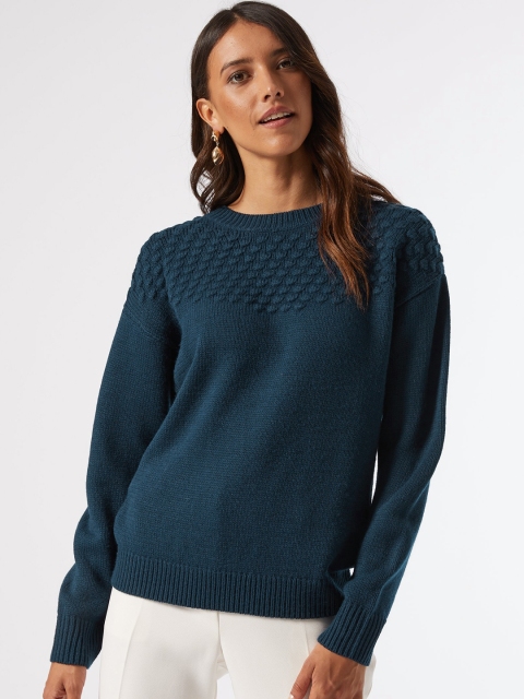 

DOROTHY PERKINS Women Teal Blue Solid Pullover