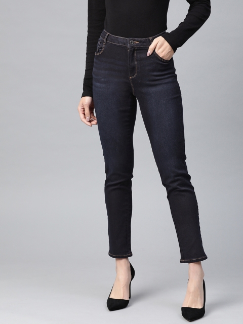 

DOROTHY PERKINS Women Navy Blue Ellis Slim Fit Mid-Rise Clean Look Stretchable Crop Jeans