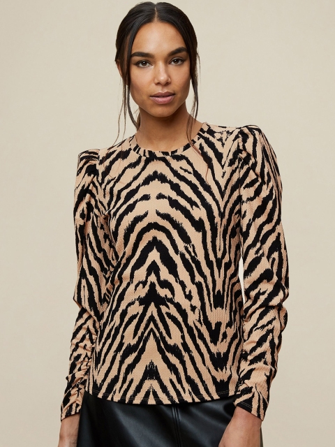 

DOROTHY PERKINS Women Beige & Black Animal Print Top