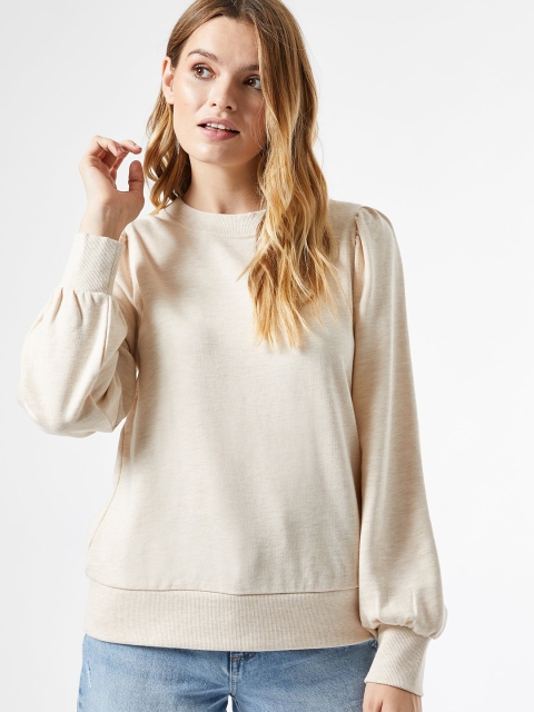 

DOROTHY PERKINS Women Beige Solid Sweatshirt