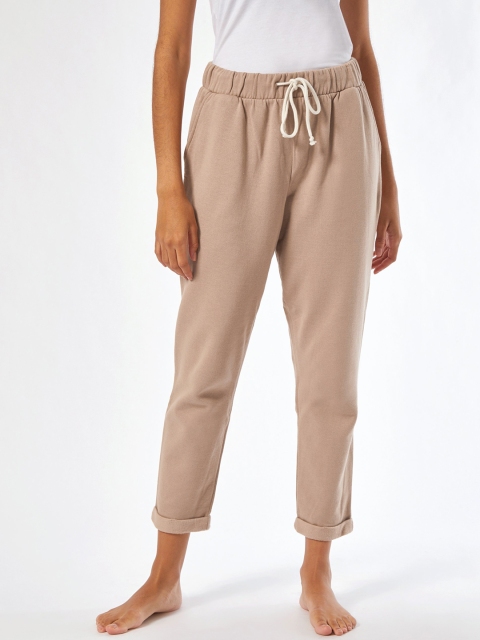 

DOROTHY PERKINS Women Beige Solid Pure Cotton Cropped Lounge Pants
