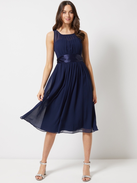 

DOROTHY PERKINS Women Navy Blue Solid Fit & Flare Dress
