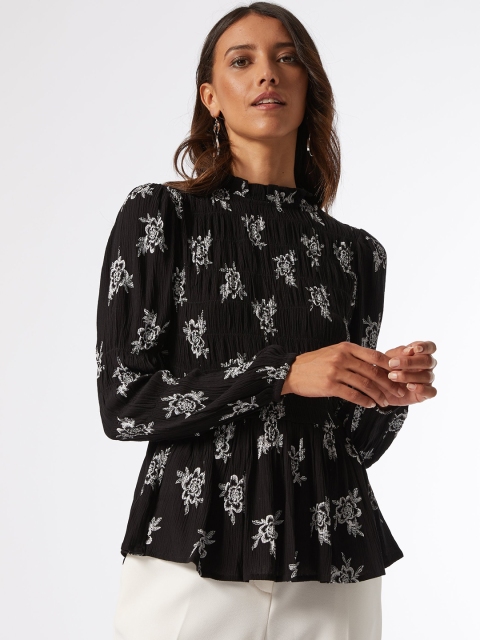 

DOROTHY PERKINS Women Black & White Floral Printed A-Line Top